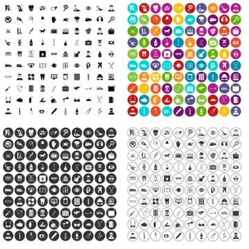 100 care icons set vector variant Illustrazione stock