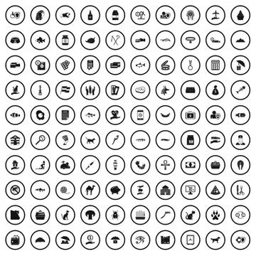 100 cat icons set, simple style Illustrazione stock