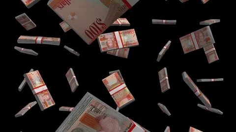 100 Cayman Islands Dollar Falling Animation on Black Screen Stock Footage 303309542