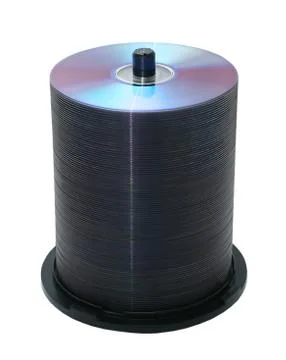 100 CD discs in stack isolated on white background Stock Photos