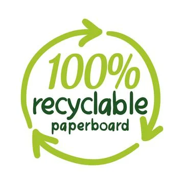 100 per cent recyclable papercard, package label Illustrazione stock