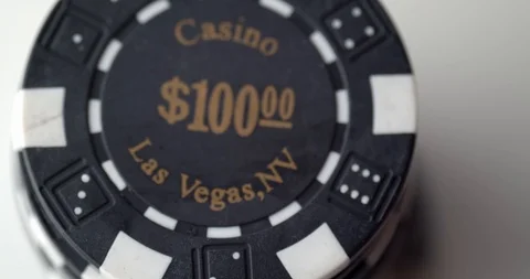 $100 chip is placed at the top of stack Stock Footage 112331956