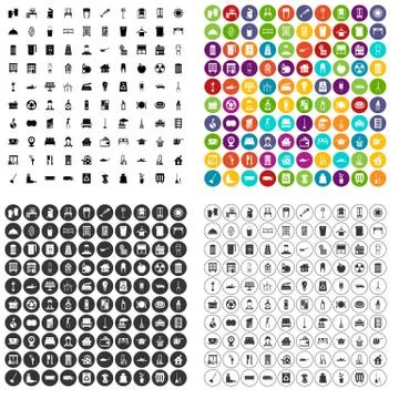 100 cleaning icons set vector variant Stock Illustration