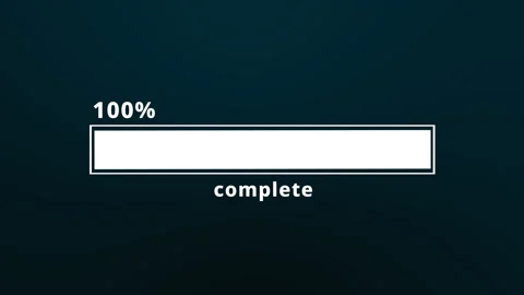 100% Complete Loading Progress Bar on Dark Background Stock Footage 342434564