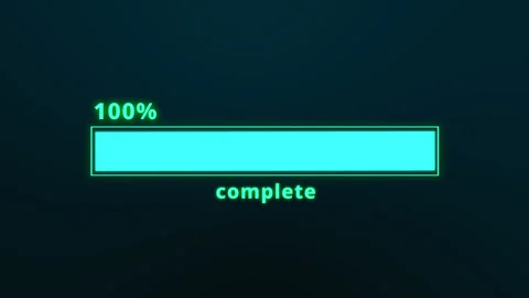 100% Complete Loading Progress Bar on Dark Background Stock Footage 342434671