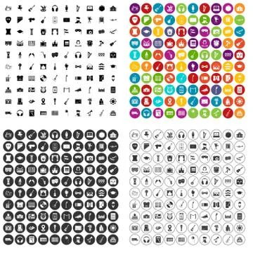 100 conservatory icons set vector variant Stock Illustration