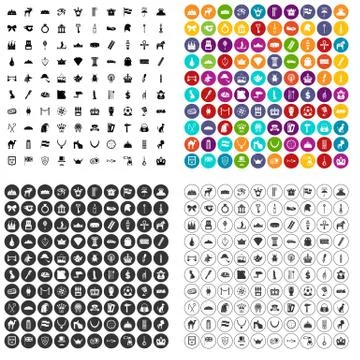 100 crown icons set vector variant Stock-Illustration