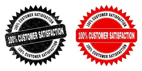 100% CUSTOMER SATISFACTION Black Rosette Stamp with Rubber Texture Stock Illustration