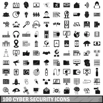 100 cyber security icons set, simple style Stock-Illustration