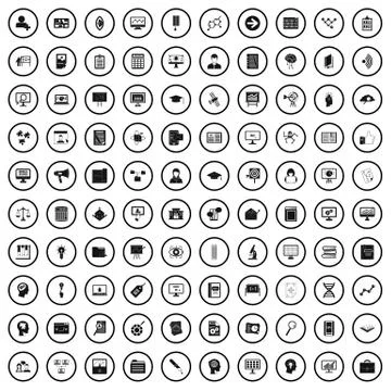 100 data analysis icons set, simple style Illustrazione stock