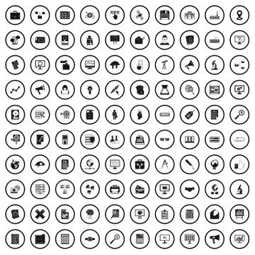 100 data mining icons set, simple style イラスト素材