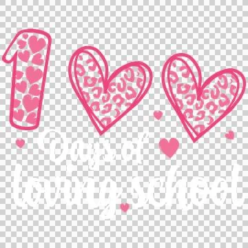 100 Days Of Loving School Text number heart decorative black Stock Illustration