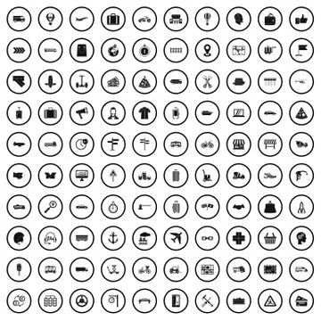 100 delivery icons set, simple style 库存插图