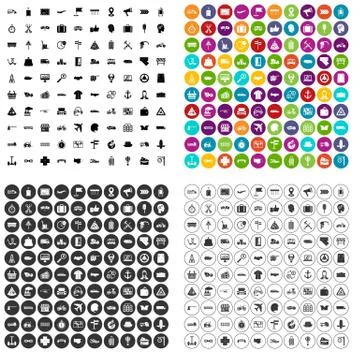 100 delivery icons set vector variant Stockillustratie