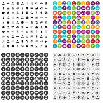 100 different professions icons set vector variant Illustrazione stock