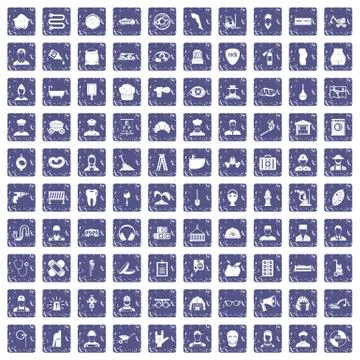 100 different professions icons set grunge sapphire Illustrazione stock