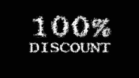 100% discount cloud text effect black isolated background Stock Footage 139640622