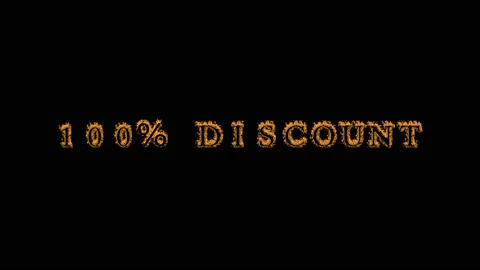 100% discount fire text effect black background Stock Footage 136314561