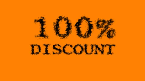 100% discount smoke text effect orange isolated background Stock Footage 139628830