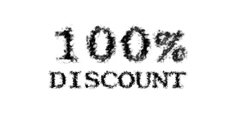 100% discount smoke text effect white isolated background Stock Footage 139642352