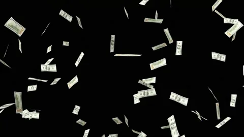 100 Dollar, Animation of 100 dollar bills falling on black background Stock Footage 217988673