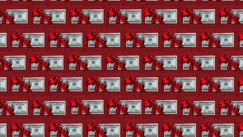 100 dollar banknotes with bow for design purpose Stock Footage 212350745