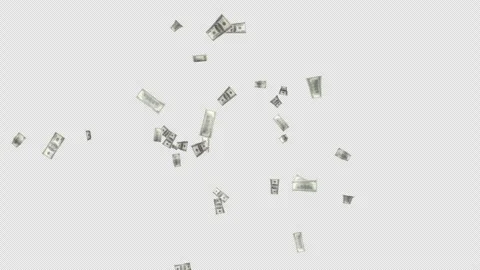 100 Dollar Banknotes Explosion Transition Animation on Alpha Channel, Loop Stock Footage 297783016