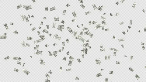 100 Dollar Banknotes Explosion Transition Animation on Alpha Channel, Loop 库存影片 297785107