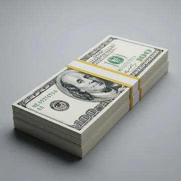 100 Dollar Bill Bundle on Gray Background  Stack of U.S. Currency for Finan.. Stock Illustration