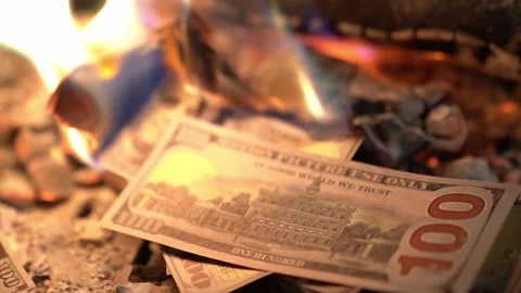 100 dollar bill burning Stock Footage 255022701
