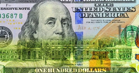 100 dollar bill under moving security scan. Video stock 346460336
