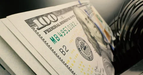 100 dollar bills being counted, stacking. USD Notes. Cinematic look. Stock Footage 151153070