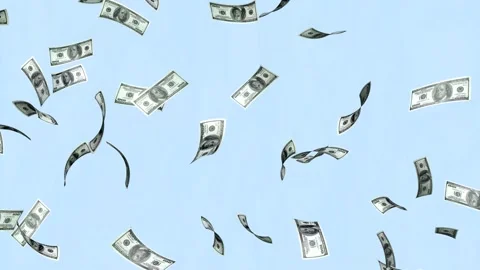 100 Dollar Bills on a blue background. Rain Effects. Stock Footage 166282252