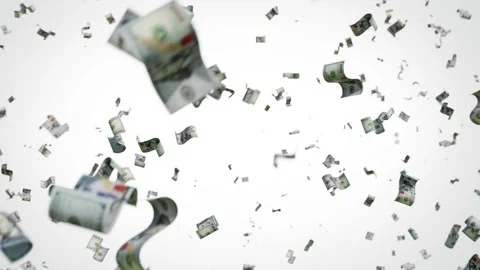 100 Dollar Bills Falling on White Background Currency Finance Animation. 4K Vidéo 334798010