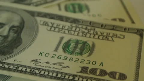 100 dollar bills rotating macro, seamless loop background Stock Footage 147946749
