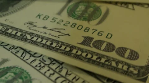 100 dollar bills rotating super macro, seamless loop background Stock Footage 147946753