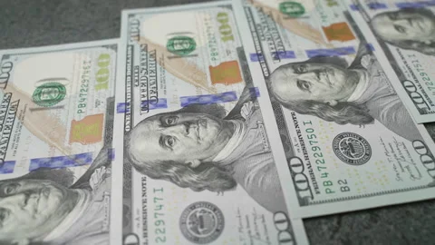 100 dollar bills. Smooth camera movement Vídeo Stock 167714113