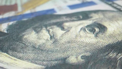 The 100 dollar bills in stunning macro video. 4K. Stock Footage 263699919