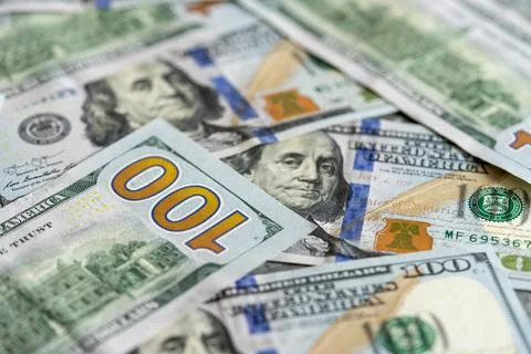 100 dollar bills texture over the table Stock Photos