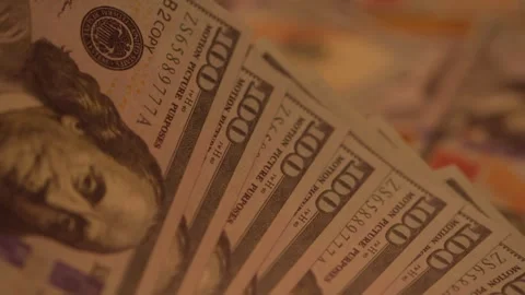 100 dollar bills in warm bokeh lighting Stock-Footage 345022354
