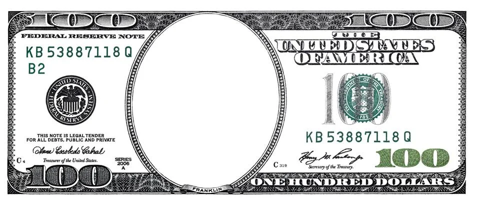 100 dollar border with empty middle area for design purpose イラスト素材