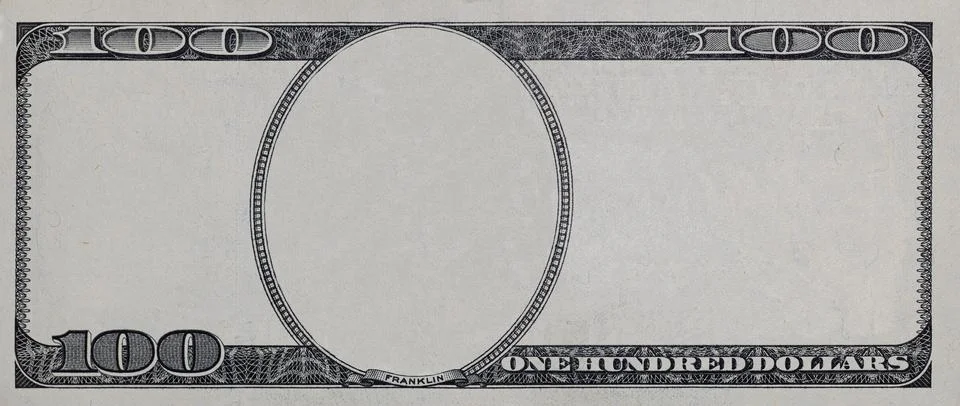 100 dollar border with empty middle area for design purpose Stockillustratie