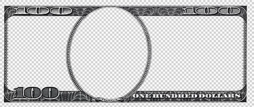100 dollar border with empty transparent middle area イラスト素材
