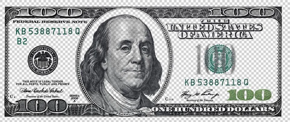 100 dollar border with empty transparent middle area Stockillustratie