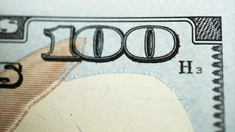 100 dollar cash macro stop motion. Stop motion texture of 100 dollar bill.  Stock Footage 164613105