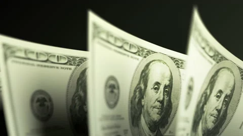 100 dollar paper baknotes calculating in the paper money counting machine loop Stock Footage 161590815