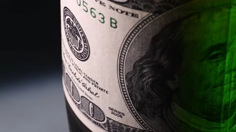 100 dollar rotation, white and green light Stock Footage 230489286