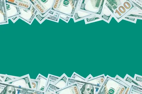 100 dollars banknotes background with blank space in middle Stock Photos