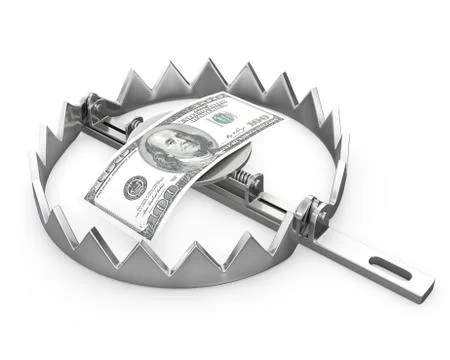 100 dollars in a bear trap Illustration