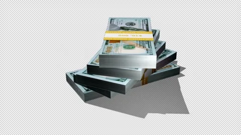 100 Dollars Bills Rotating with Shadow Alpha Loop Stock Footage 254064331